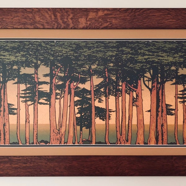 Lands End Large Frieze Mission Style Art in Quartersawn Oak Frame