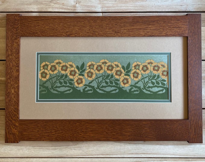 Yellow Thorn Mission Style Art in Quartersawn Oak Frame