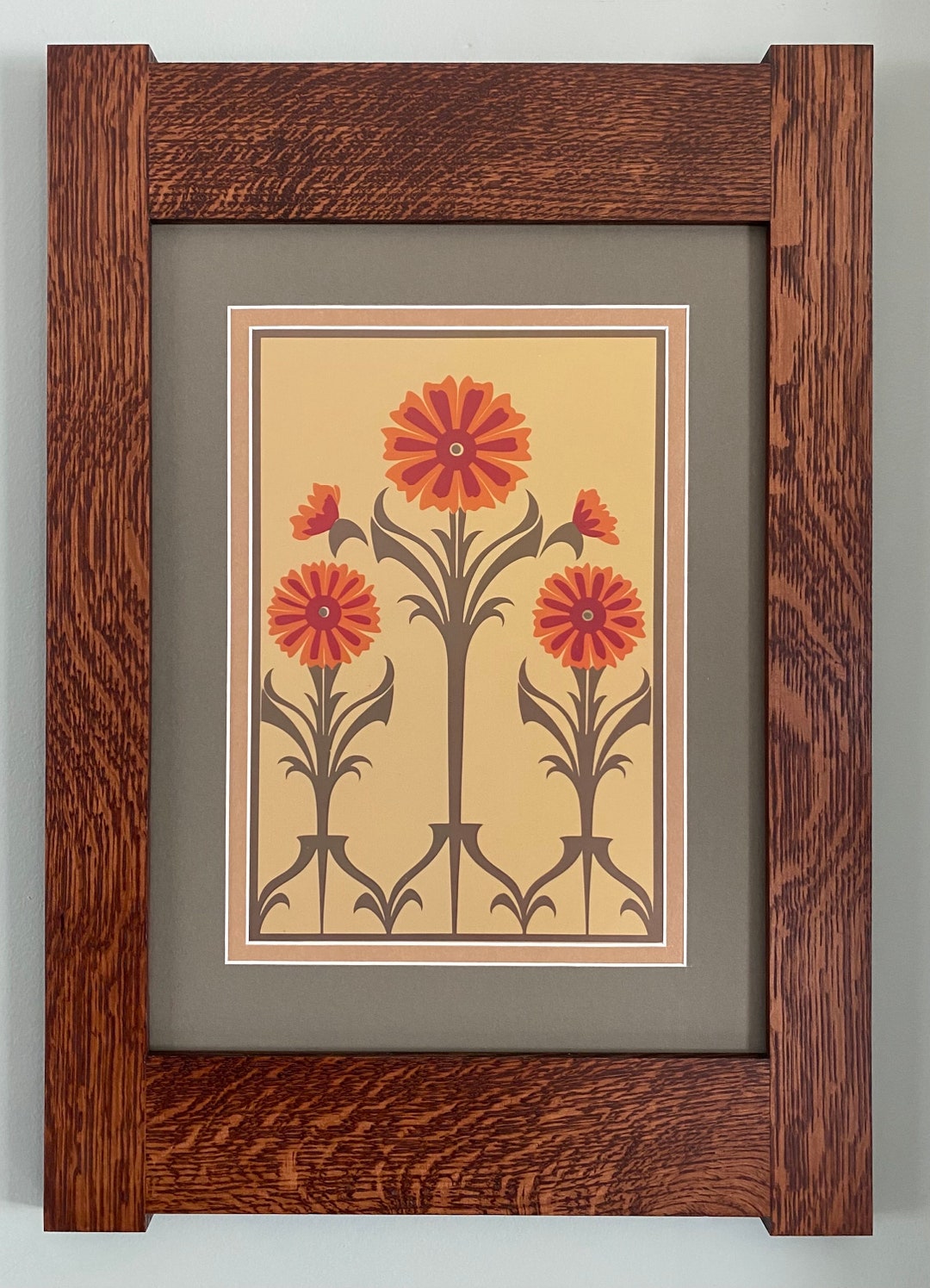 The Dancers II Mission Style Art in Quartersawn Oak Frame Etsy