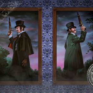 Dual Ghosts Haunted Mansion Rolled Canvas Print Replicas