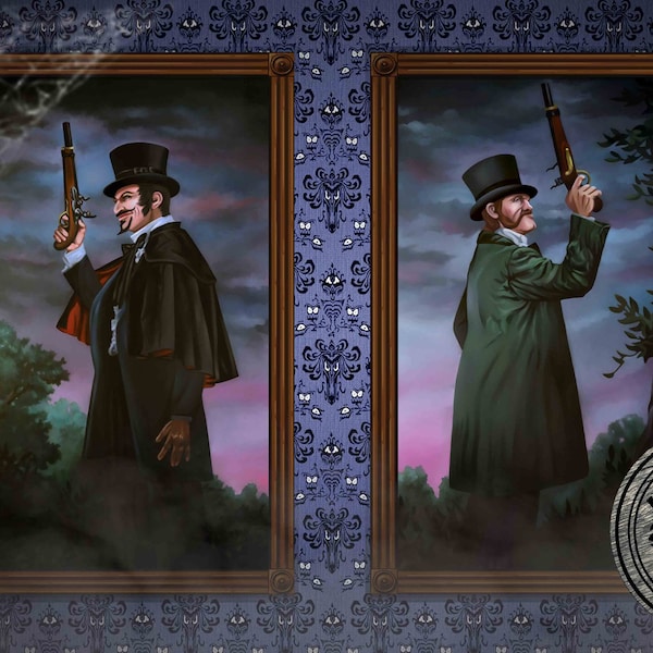 Dual Ghosts Haunted Mansion Rolled Canvas Print Replicas