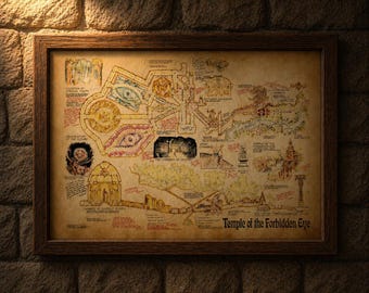Temple of the Forbidden Eye map Poster | Matte Horizontal Poster, Adventure Map Wall Art