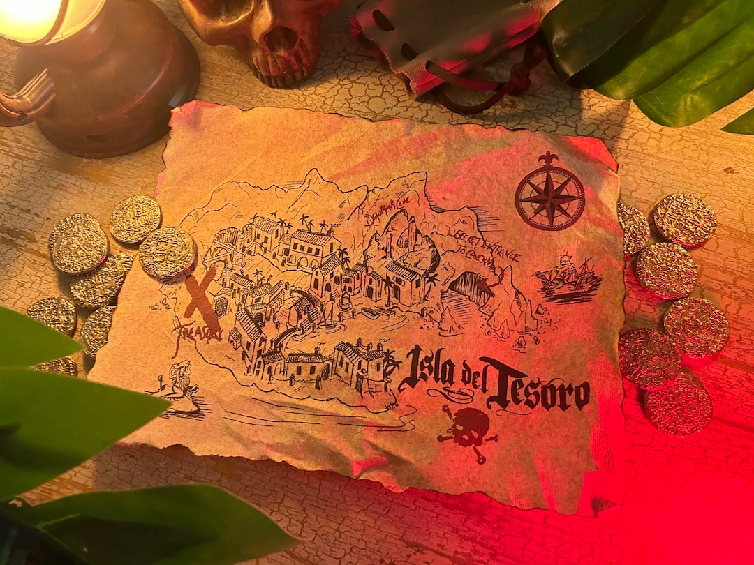 Pirates of the Caribbean Isla Del Tesoro Map - Etsy