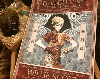 Club Obi-Wan Willie Scott Poster Indiana Jones Poster 11x17 Cardstock