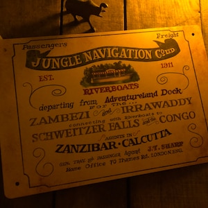 Metal Jungle Cruise Congo Queen Entrance Sign Replica UV Outdoor Use image 1