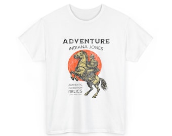 Adventure Indiana Jones Horse Retro Graphic Tee | Adventure movie poster shirt