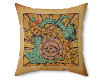 Temple of the Forbidden Eye Three Gifts Mural Spun Square Pillow