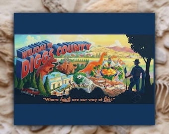 Welcome to Diggs County Dino Travel Poster Matte Horizontal Poster | Dinoland Animal Kingdom