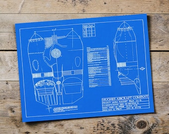 Rocketeer Blueprint Matte Horizontal Poster | Aircraft Engineering Wall Art