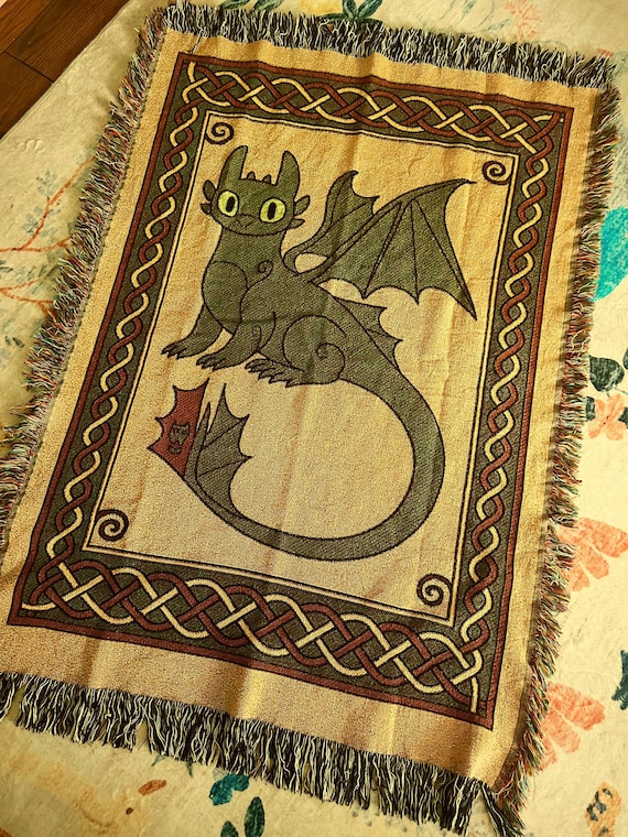 ヒックとドラゴン オリジナルブランケット ヒックとドラゴン』トゥースレス タペストリー織りブランケット - Etsy
