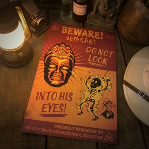 Disneyland Indiana Jones Adventure Temple of the Forbidden Eye Safety  Warning Poster 11x17 Cardstock 