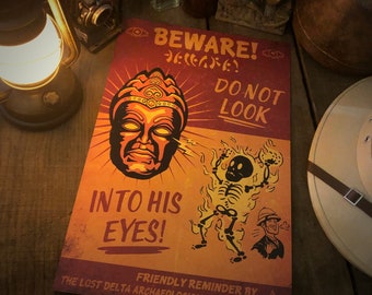 Disneyland Indiana Jones Adventure Temple of the Forbidden Eye Safety Warning Poster 11x17 Cardstock