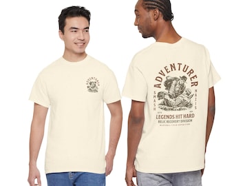 Indiana Jones Adventurer Front and Back Design | Legends Hit Hard graphic t-shirt