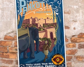 Jock Lindsey Hangar Bar Pankot Province Travel Poster Matte Vertical Poster Replica