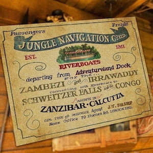 Jungle Navigation Company Congo Queen Entrance Replica Sign - Rolled Canvas