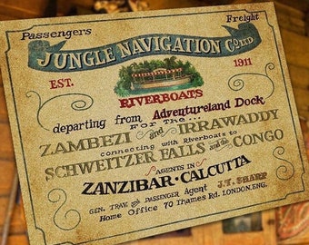 Jungle Navigation Company Congo Queen Entrance Replica Sign - Rolled Canvas