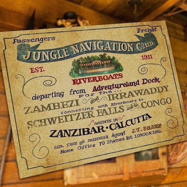 Jungle Navigation Company Congo Queen Entrance Replica Sign - Rolled Canvas