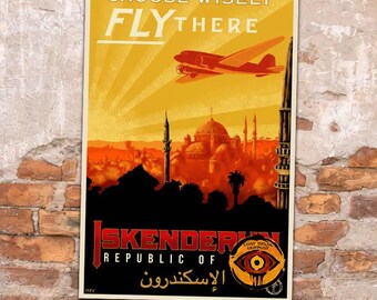 Jock Lindsey Hangar Bar Republic of Hatay Travel Poster Matte Vertical Poster Replica