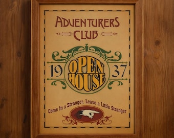 Adventurers Club Sign Replica Stretched Canvas