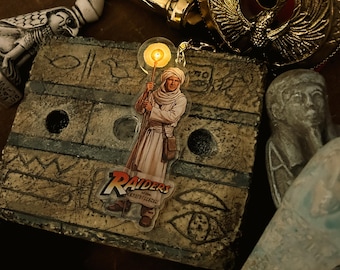 Llavero colgante con luz del Bastón de Ra de Indiana Jones y los Cazadores del Arca Perdida