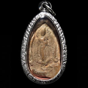 Antique Phra Kamphaeng Leela Pak Pet Thai Amulet Buddha Kru Wat Phikun 16th Century Ancient Buddhist Talisman Pendant