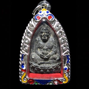 Phra LP Thuad, gesegnet von LP Tee Wat Hu Chang B.E.2535 (1992), thailändisches Vintage Amulett Heiliger Buddha Talisman buddhistischer Anhänger