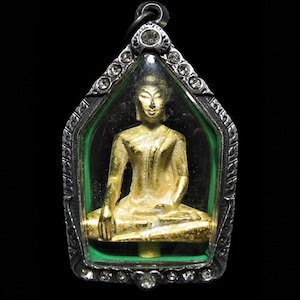 Sacred Phra Yod Thong Wat Khao Sukim 1993, Brass Thai Amulet Blessed by Luang Pu Somchai, Vintage Buddhist Talisman Pendant