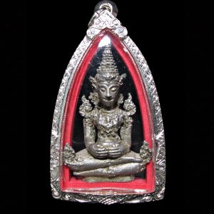 Phra Rattana Buddha in Alms-Bowl Carrying Posture, Thai Sacred Amulet for Wealth & Merit, Vintage Buddhist Pendant