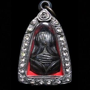 Phra Pidta LP Dee Wat Ban Yang, Mekhapat Alloy 1913–1922 Rare, Thai Vintage Buddha Amulet Pendant