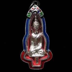 Silvery Phra Yod Thong Amulet, Wet Leklai Material, Thai Buddha Pendant, Blessed by LP Huan Wat Phutthaisawan, Rare Type Talisman