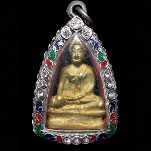 Phra Sukhothai Buddha Statue Pendant, LP Yai Wat Tan B.E.2516, Thai Buddhist Amulet, Vintage Sacred Talisman
