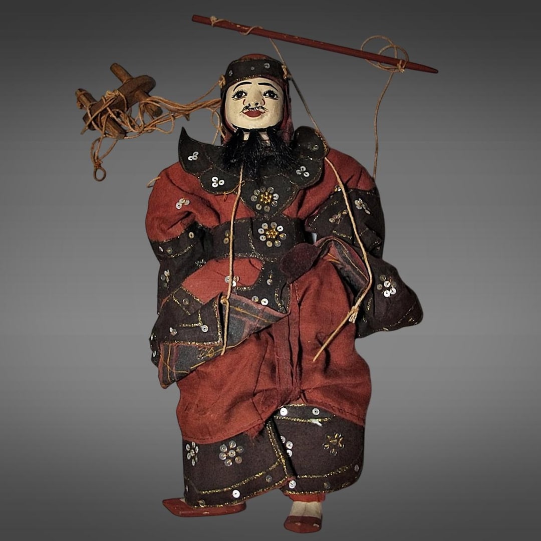 Vintage Burmese Zawgyi Marionette Wood Puppet Hand Embroidered Yoke ...