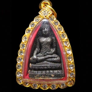 Phra Phuttha Nimit Ong Dam B.E.2539 Thai Buddha Amulet Pendant