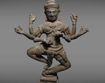 アンティークタイブロンズ仏像 - 本物19世紀タイ 高さ32.5cm 鑑定書