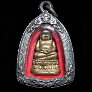 Bronze Phra Sangkajai Amulet, Wat Suthas, Tork Code, BE2485 Thai Vintage Buddha Amulet Buddhist Pendant
