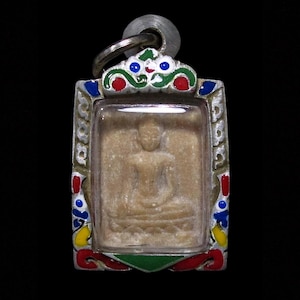 Phra Phong Wat Song Sila • Thai Vintage Amulet • Yantra Inscription Small Buddha Pendant