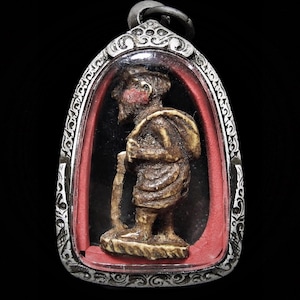 Early Chu Chok Amulet Carved from Bodhi Wood, LP Boon Wat Klang Bang Kaeo, Rare Thai Buddhist Talisman Pendant