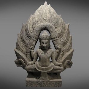 Ancient Khmer Sculpture Sandstone, Shiva Multi-Arms Figure Koh Ker style, Antique Relic Stone Hand-Carved