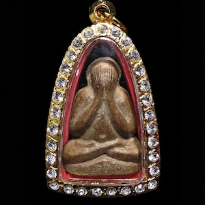 Phra Pidta “Tukata Yai” (Large Doll Style) LP Toh 1978, Rare Thai Vintage Buddha Amulet Pendant