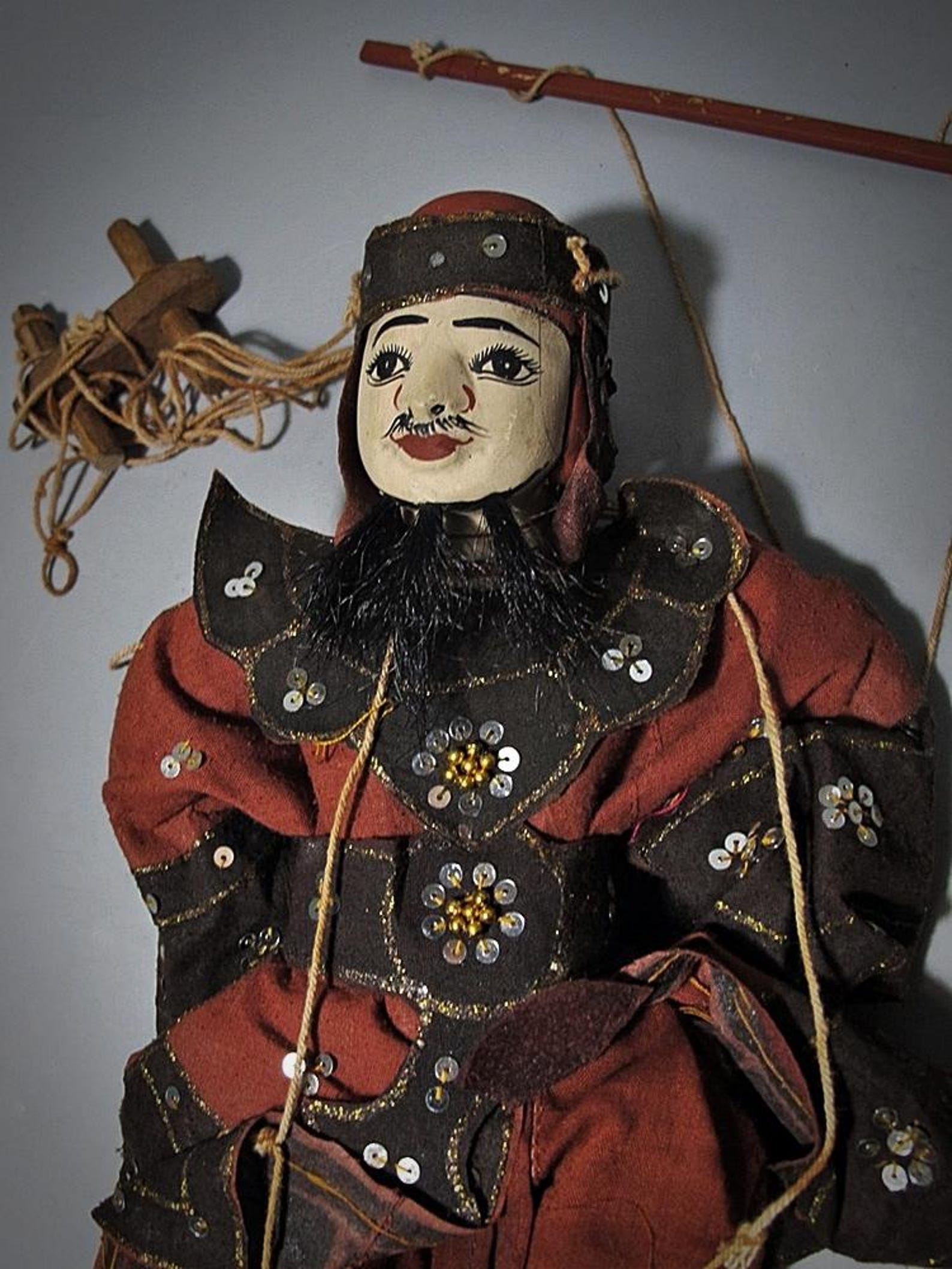 Vintage Burmese Zawgyi Marionette Wood Puppet Hand Embroidered Yoke ...
