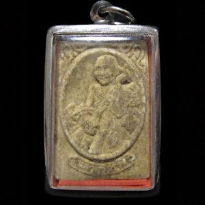 Phra Phong LP Suang “Thewada Len Din” 1999 Wat Phrai Phatthana Yant Kite Back Thai Sacred Amulet Vintage Buddhist Talisman Pendant