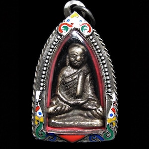 Ancient Bronze Phra LP Ngern Wat Thamafai Thai Amulet B.E.2460 (1917) Protection & Fortune Buddha Antique Buddhist Talisman Pendant