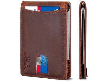 Men's Wallet RFID Blocking Slim Money Clip Credit ID Card Holder Thin  Minimalist 