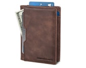 Travel Wallet RFID Blocking Bifold Slim Genuine Leather Thin Minimalist Front Pocket Wallets for Men Billfold - Morning Roast 5.S