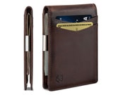 SERMAN BRANDS Money Clip Wallet - Mens Wallets slim Front Pocket RFID Blocking Card Holder Minimalist Mini Bifold Full Grain - Texas Brown