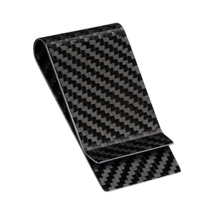 Monedero con clip para dinero de fibra de carbono real, tarjetero para efectivo, negro brillante