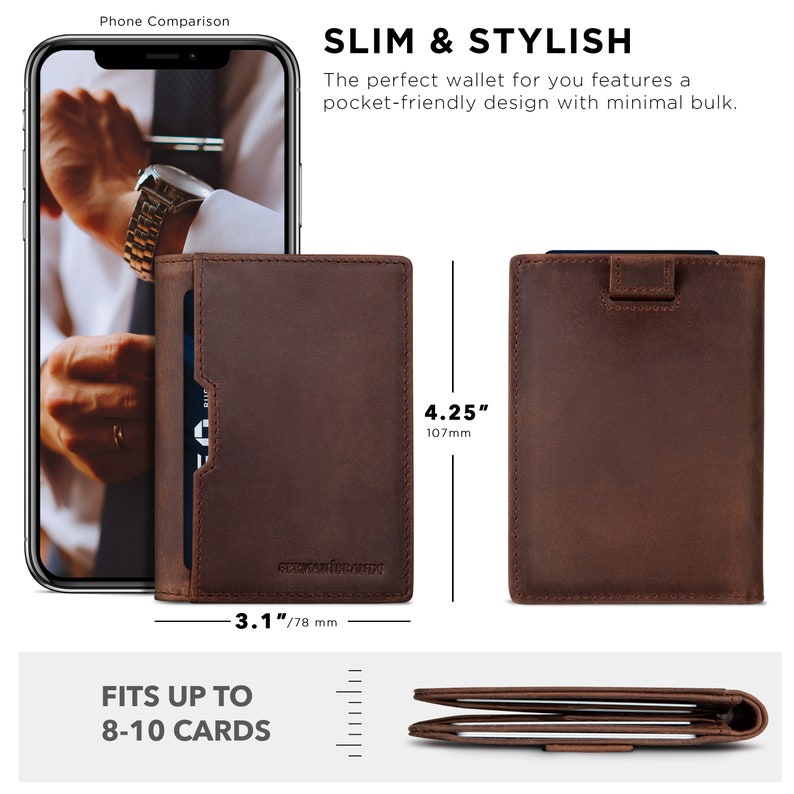 Travel Wallet RFID Blocking Bifold Slim Genuine Leather Thin Etsy