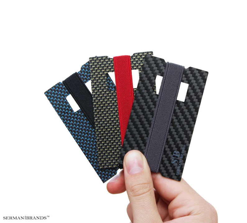SERMAN BRANDS Genuine Carbon Fiber Credit Card Holder Front Pocket Minimalist Mens Thin Wallet with Emergancy Bottle Opener