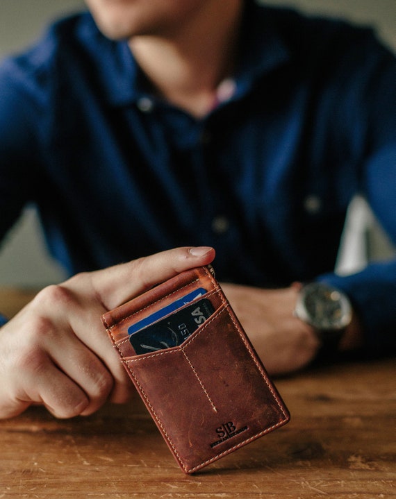 Buffway - Cartera Delgada Minimalista De Cuero Con Protección RFID Para Hombre Y Mujer