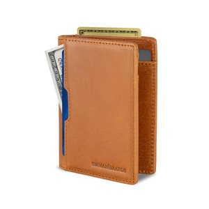 Billetera de viaje con bloqueo RFID, billetera delgada de cuero genuino con bolsillo frontal minimalista para hombres, billetera - Desierto de California 5.S